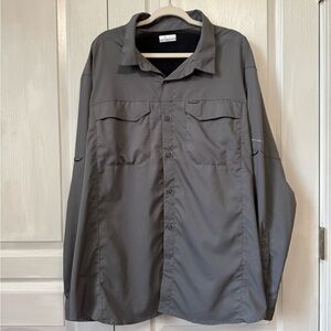 Columbia Men's Charcoal Button-Down Shirt Omni Shade XXL